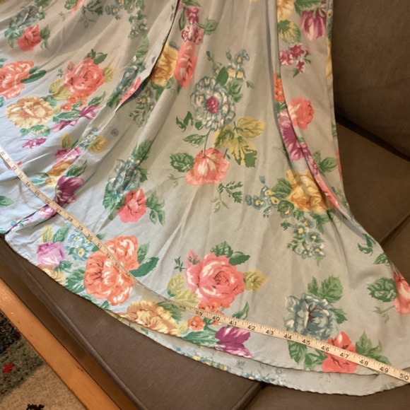 Vintage Petite 6 floral short sleeve belted midi length full skirt  side pockets - Picture 6 of 14